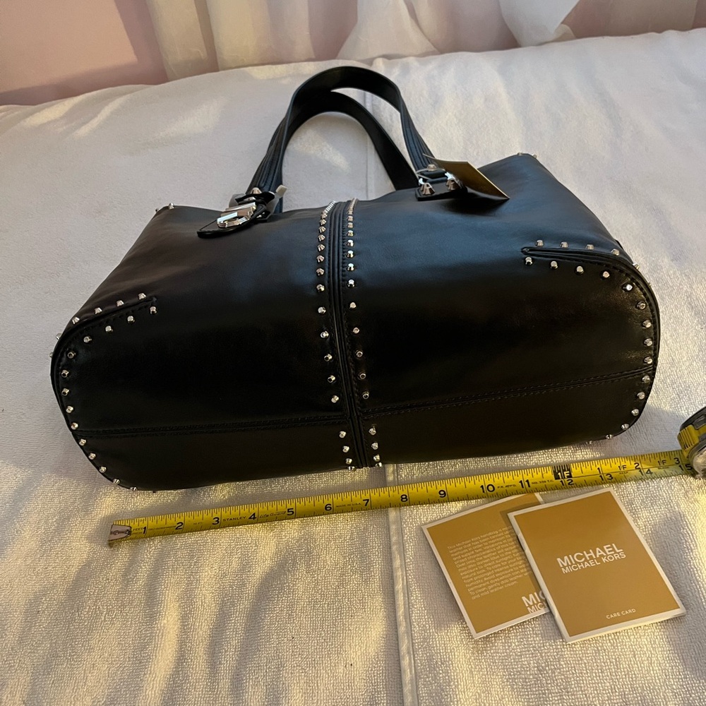 Michael Kors Black Leather Studded Astor Satchel - Picture 6 of 9
